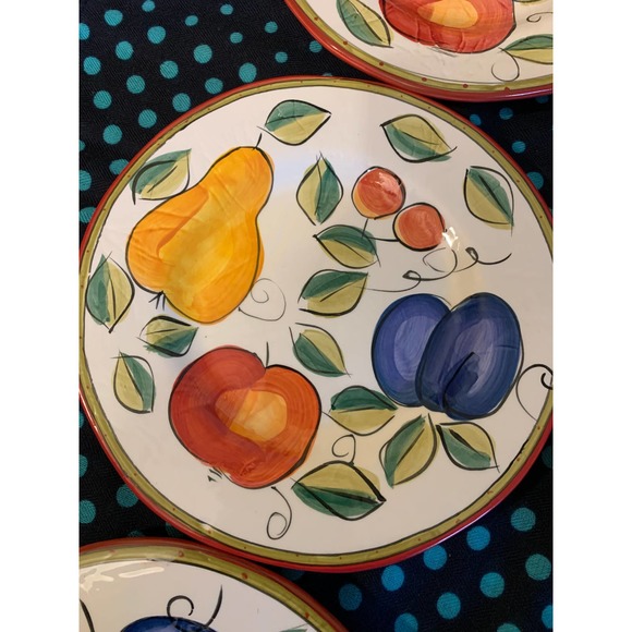 Tabletops gallery Ella 8” side plates set of 6 hand painted fruit colorful fruit - Picture 3 of 11
